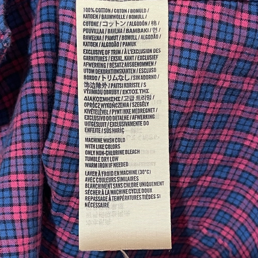 Girl’s abercrombie kids blue and pink plaid long sleeve button down top Small - Picture 4 of 4